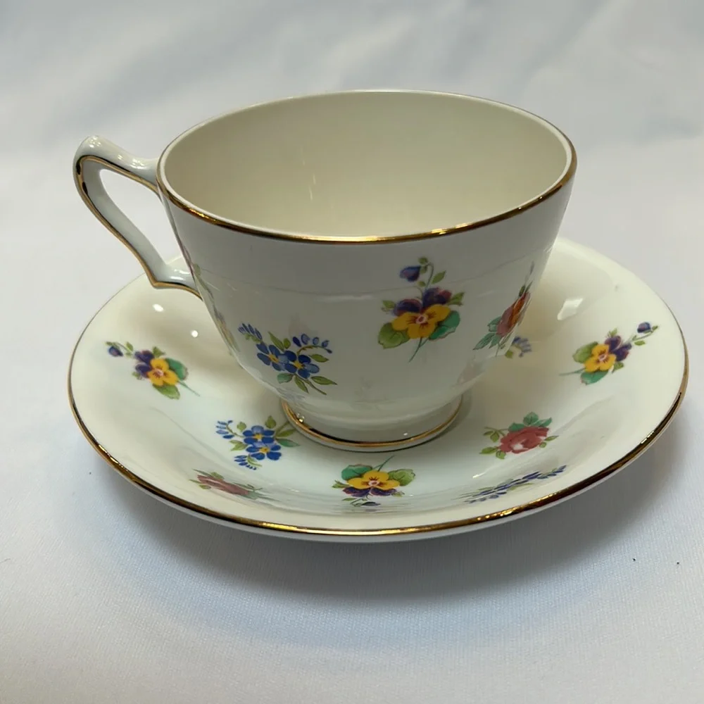 Vintage Crown Staffordshire England Fine Bone China Tea Cup and Saucer